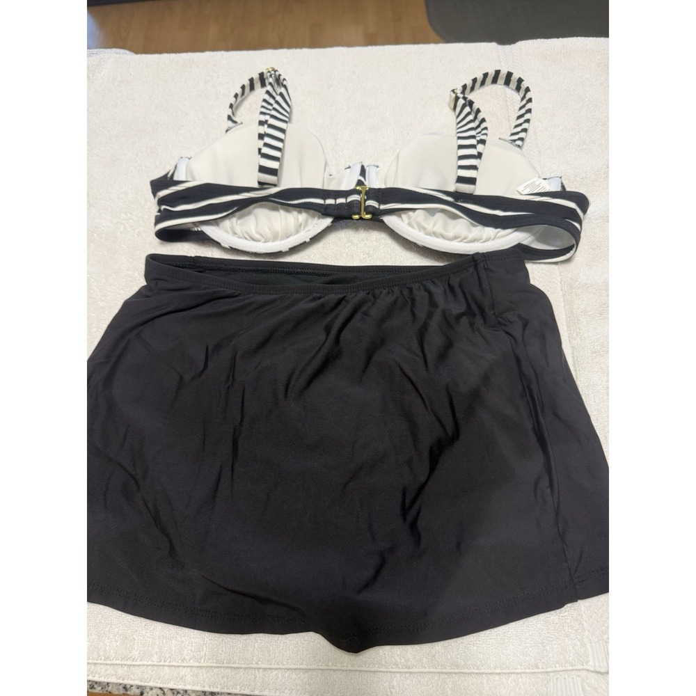 Freshwater Bikini Women's 2 Pc Swim Set Black and White Sz S Bottoms Top Sz L - Picture 10 of 13